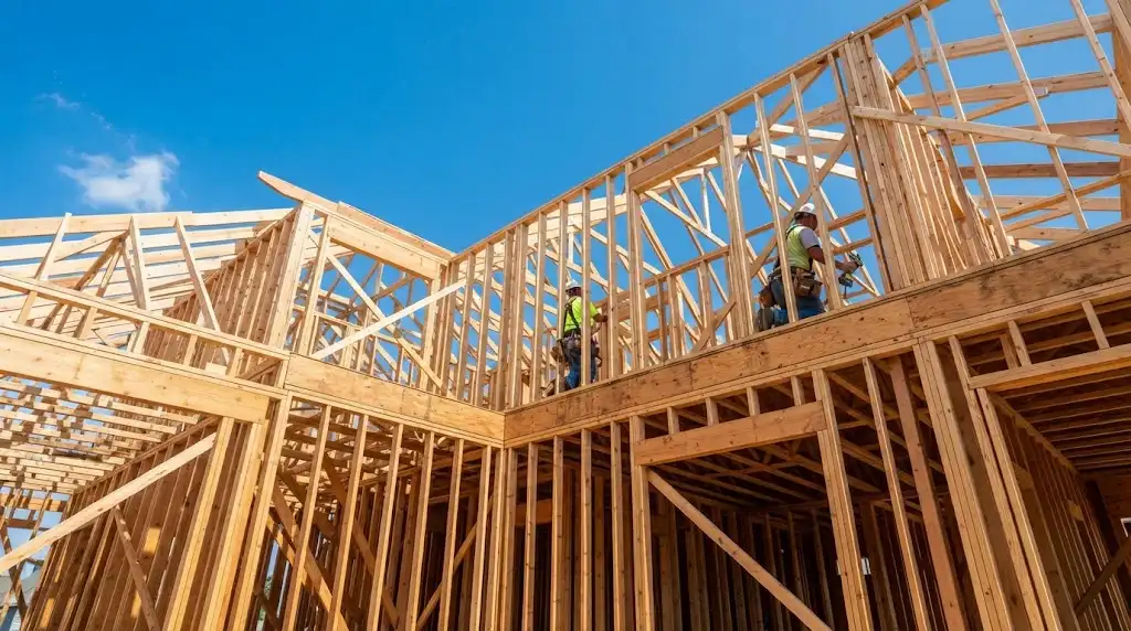 Custom home framing for a new construction project by Vasko's Quality Builders